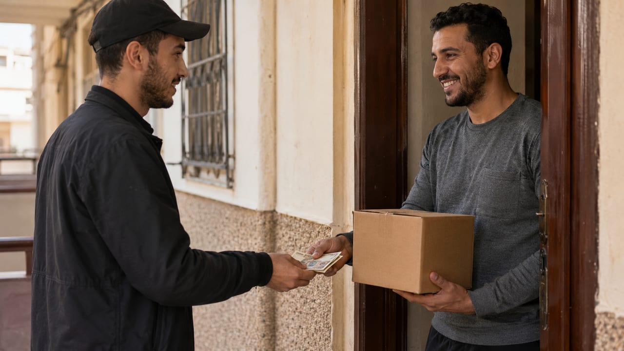 تسليم الشحنة والدفع عند الباب